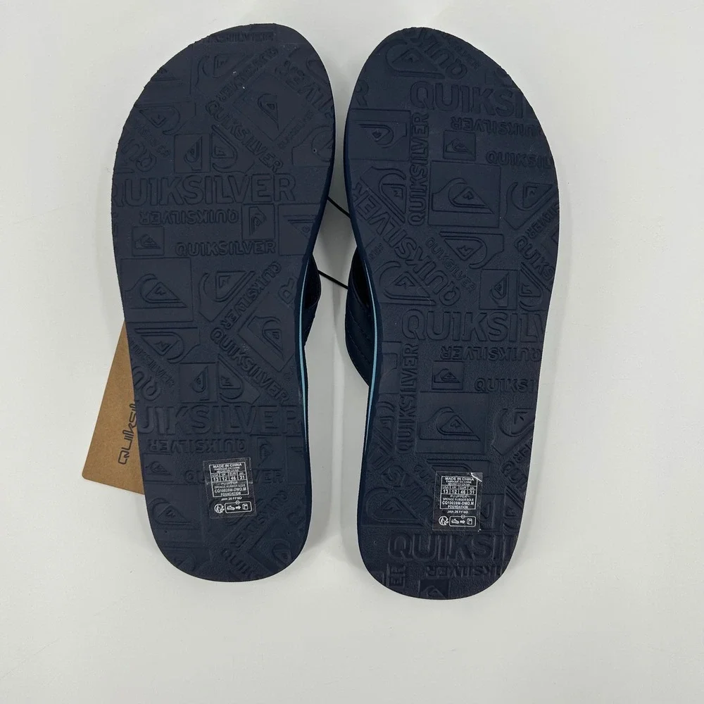 Quiksilver Foundation Mens Flip Flop Sandals Navy Blue Tropical Size 13